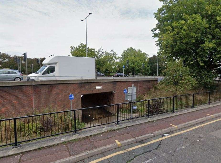 The lights in the subway under Fairmeadow, Maidstone have not worked for over six months. Photo: Google