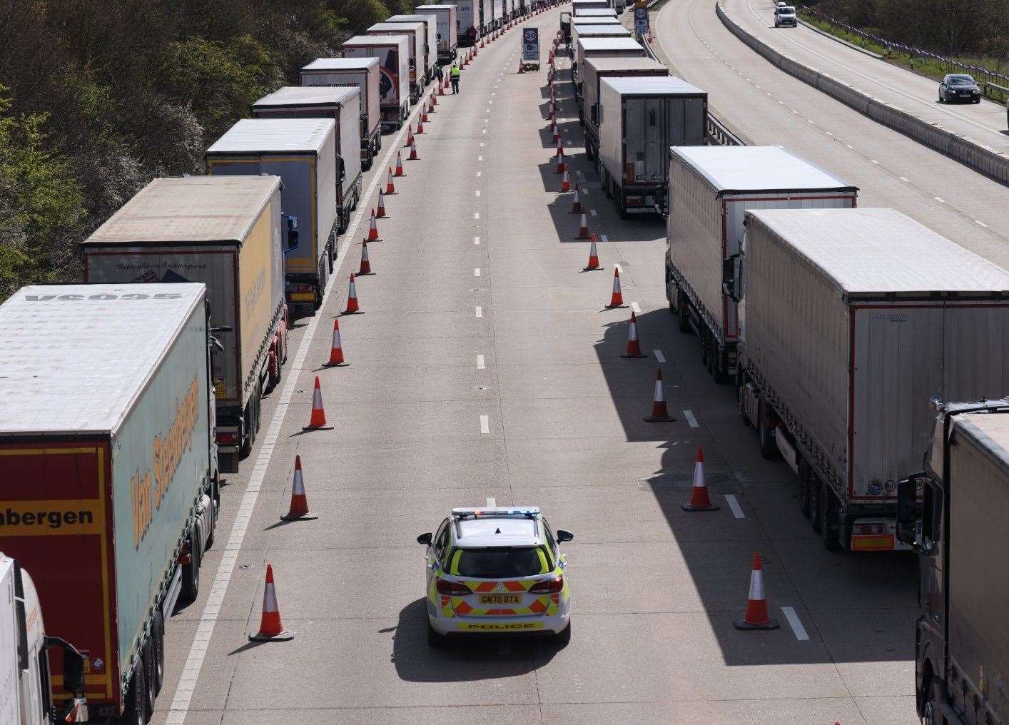 The M20 coastbound is closed between Ashford and Maidstone. Picture: UKNIP
