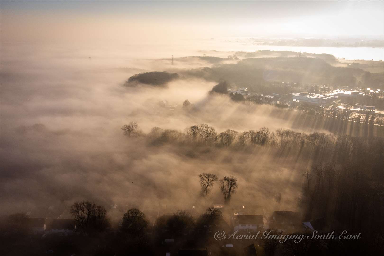 Stunning photo of fog covering Medway. Picture: Geoff Watkins/Aerial Imaging South East