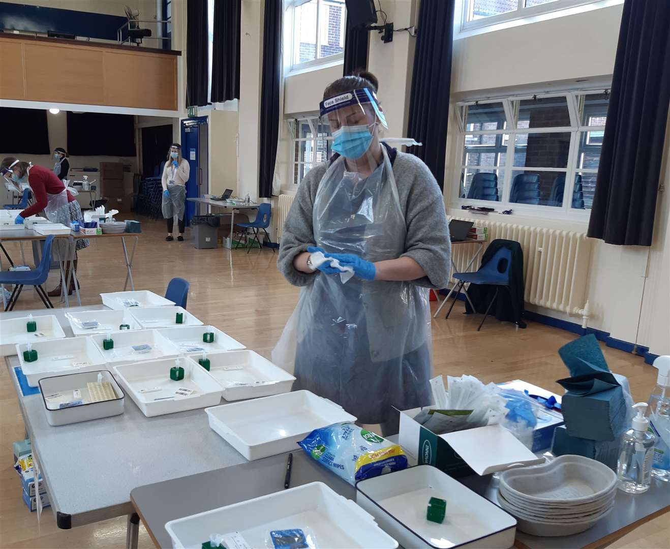 A member of staff at work in the testing site at Maidstone Grammar School for Girls
