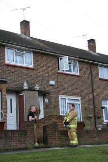 Firefighters outside the home in Tern Avenue, Strood