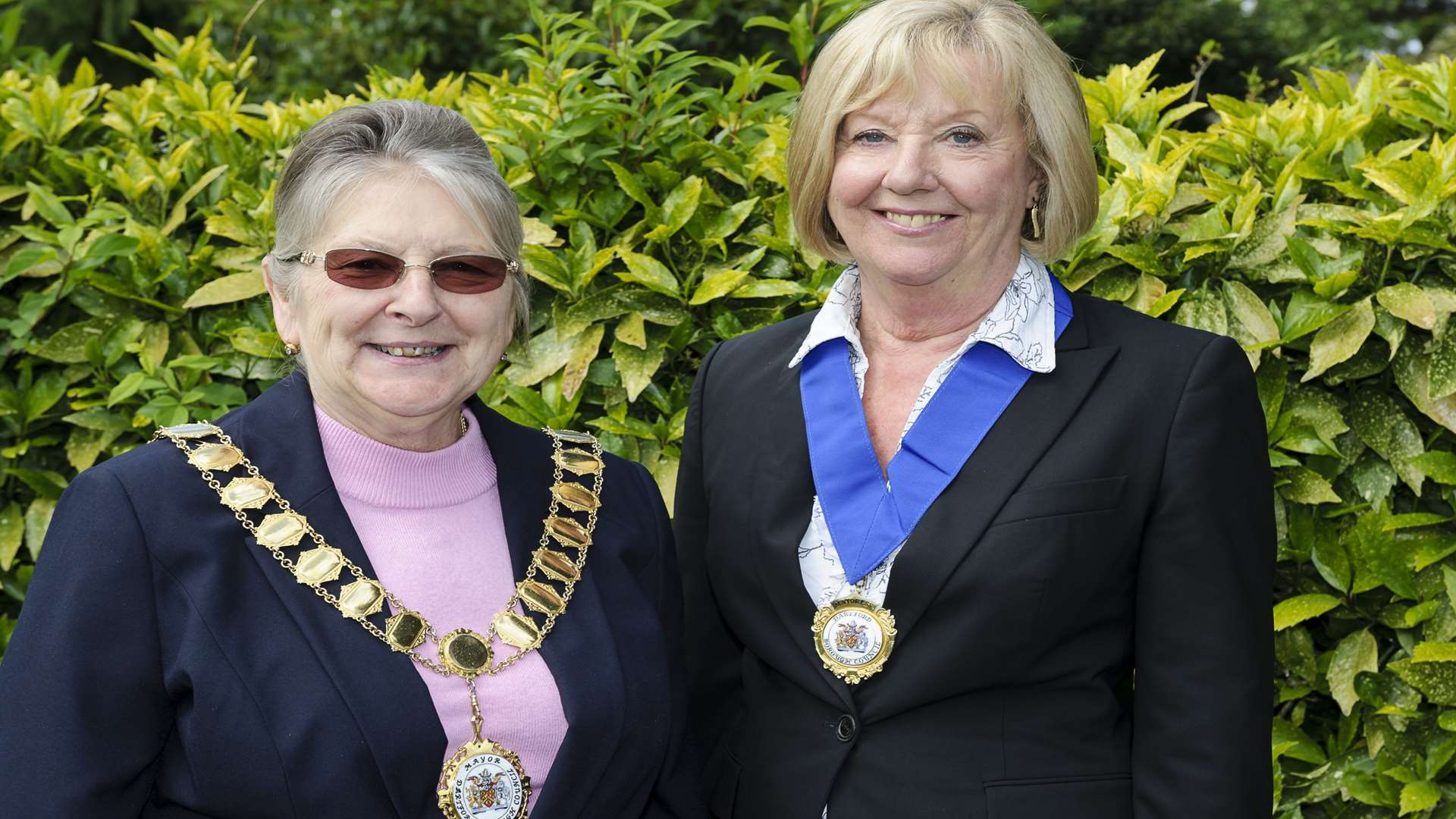 Cllr Rosanna Currans, the newly elected mayor of Dartford, with mayor's escort Corinna Bailey, right