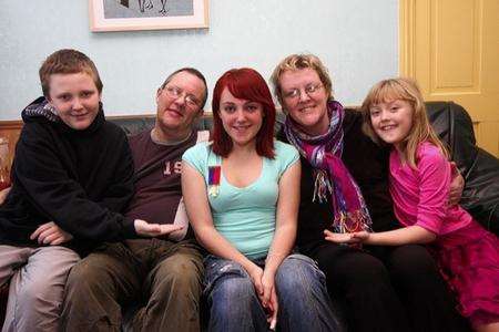 Hannah Walker with her family, from left, brother Joseph, 12, dad Andrew, mum Helen and sister, Holly, 10