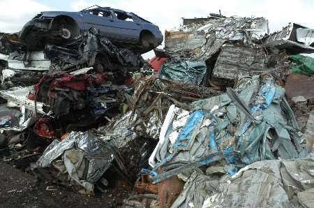 Police believe stolen cars have been crushed and sold on as scrap from the yard in Aylesford. Picture: GRANT FALVEY