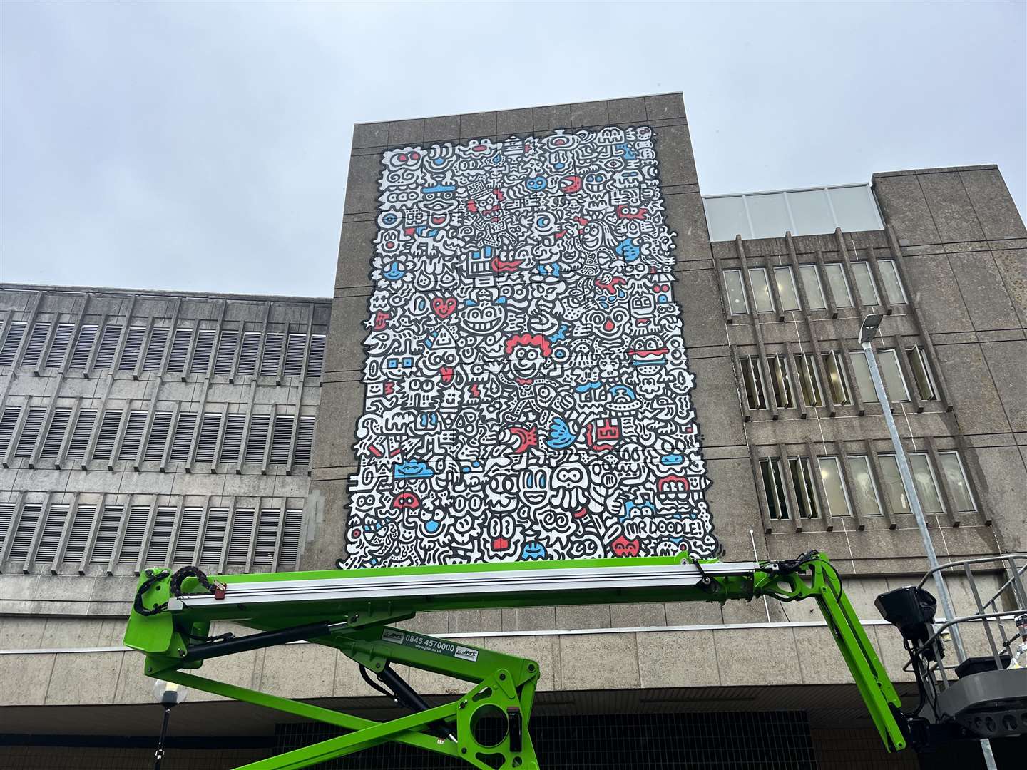 A mural by Mr Doodle features on the side of the car park as part of the Ashford UNFRAMED trail