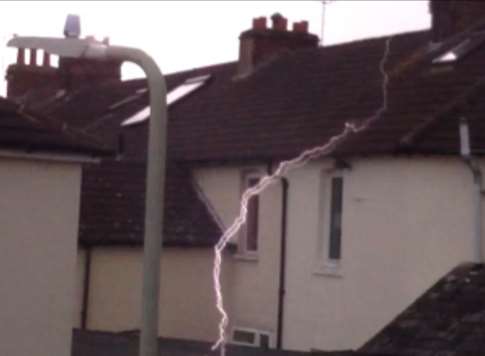 Caught on camera... the moment lightning strikes in Ashford. Picture: Philip Radley