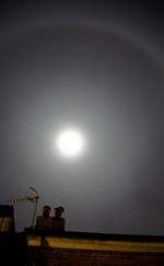 A lunar halo surrounds the moon over Kent