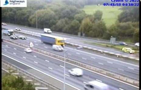 Traffic on the M20 J6 at Maidstone this morning. Picture: National Highways