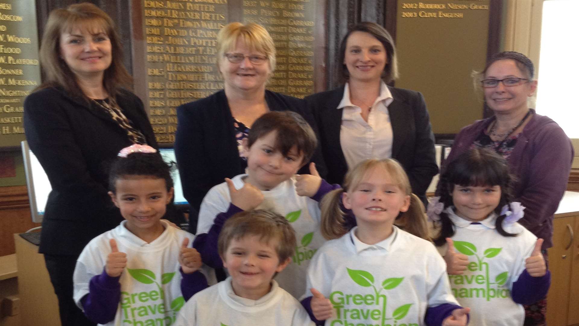 (From left) Caroline McBride from Golding Homes, Cllr Maron Ring, Paula Warrington from Babybel and Sarah Jane Edwards-Bonner from Maidstone Borough Council with children from Archbishop Courtenay primary school.