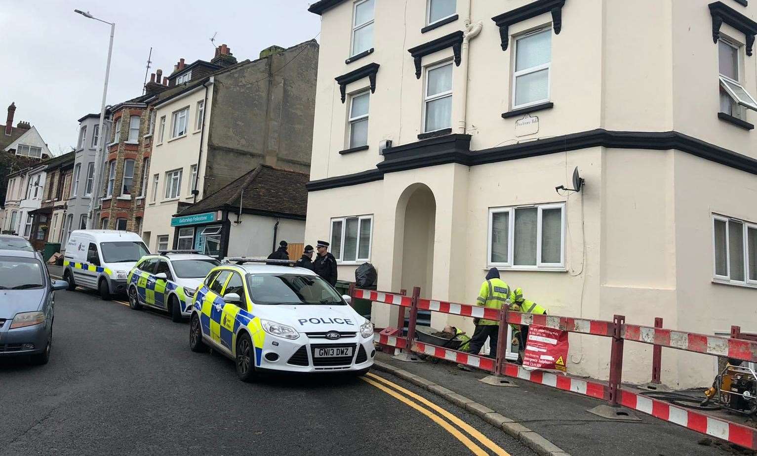 Police remain at the scene today. Picture: Barry Goodwin