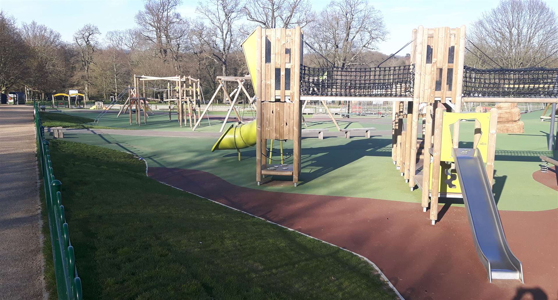 The children's play area at Mote Park was locked and empty during the lockdown