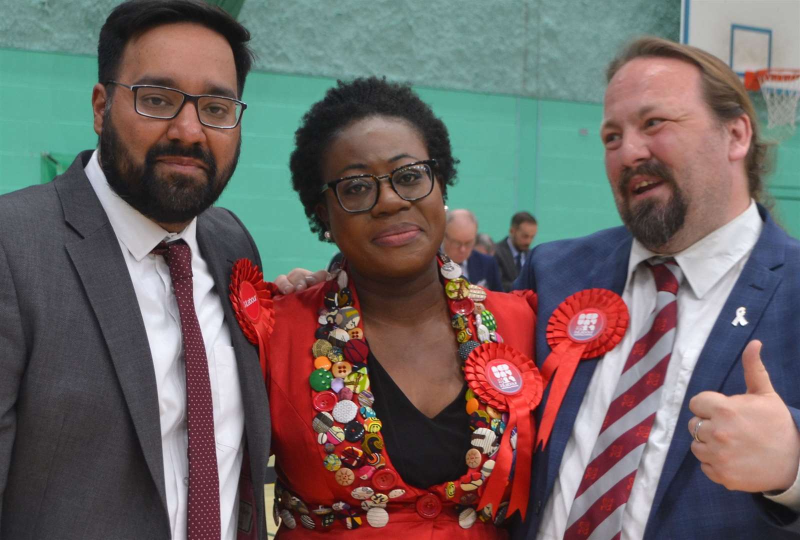 Sijuwade Adeoye pictured with former Labour colleagues Harinder Singh Mahil and Vince Maple