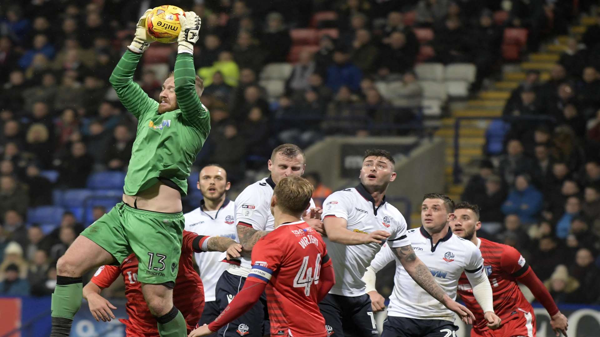 Gills ask questions of Bolton stopper Ben Alnwick Picture: Barry Goodwin