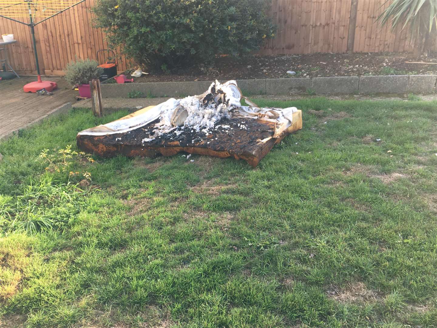 Jean Jones' burnt out mattress damaged in Saturday night's fire