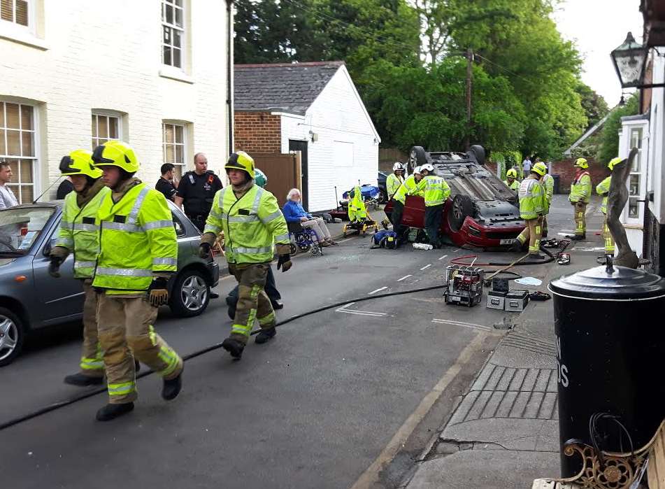 The scene of the crash in Oaten Hill Place, Canterbury