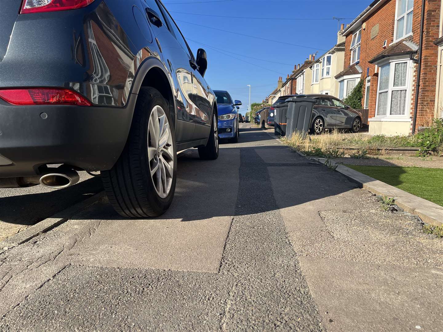 Mr New said motorists parking on the pavement like here in Albemarle Road, Willesborough, is often a "saving grace" so fire engines can get down narrow roads