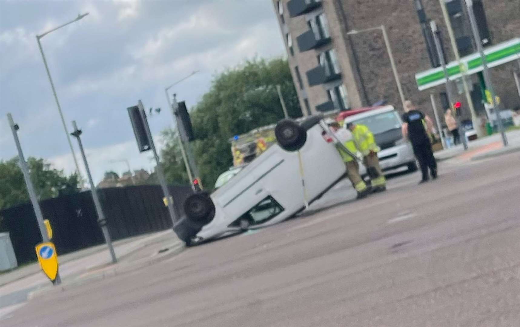A VW Caddy crashed at a junction in Ashford