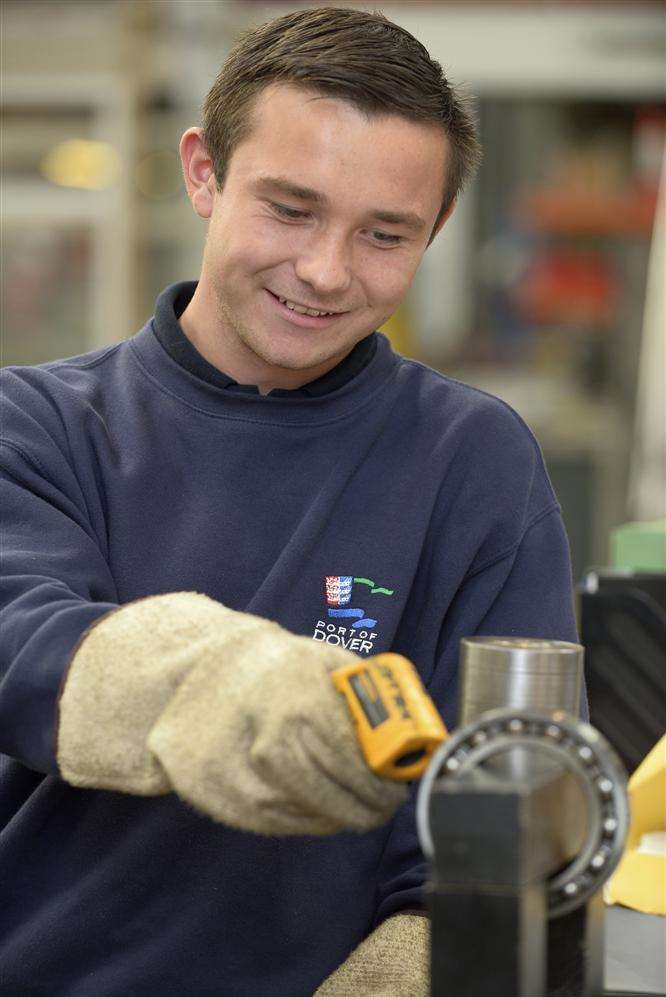 Engineering apprentice Liam Byford at IPS International in Medway City Estate, Strood