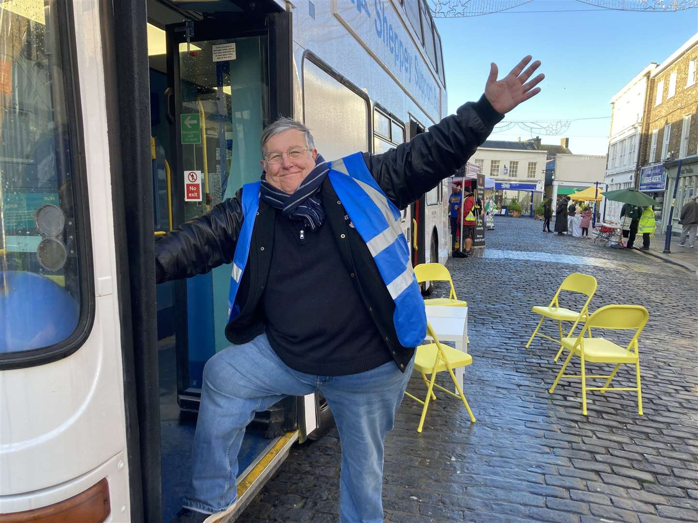 Mike Riley took along the Sheppey Community Support Bus and parked it in the Broadway