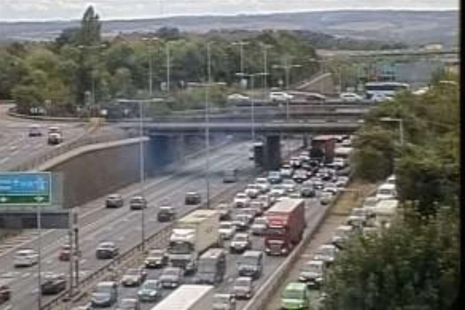 Traffic on the M25 approaching the Dartford Tunnel. Picture: National Highways traffic camera