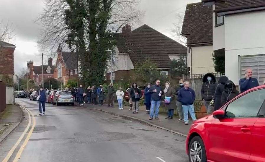 People queuing for a booster jab in Sevenoaks