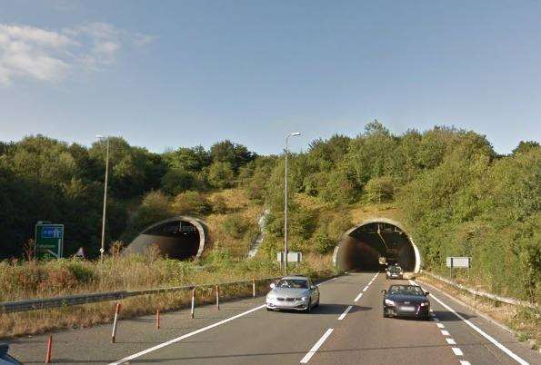 The A20 Roundhill Tunnel is shut in both directions