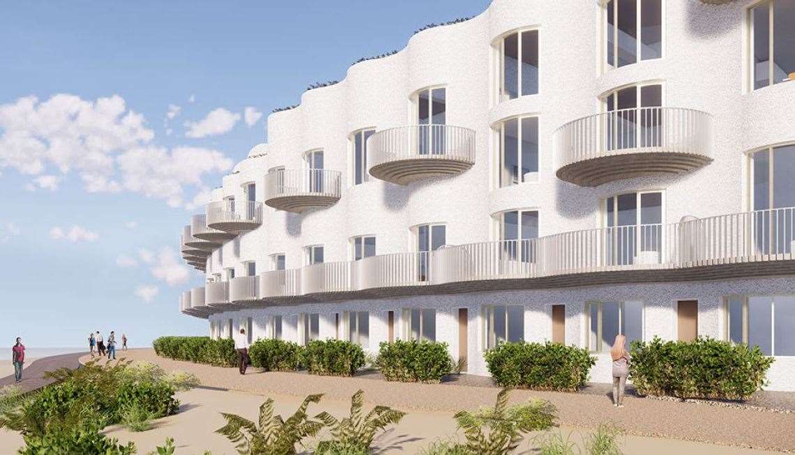 CGI of the new homes being built on the seafront. CGI by ACME