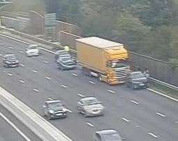 The Londonbound carriageway near Maidstone has partially closed after the incident. Picture: Highways England