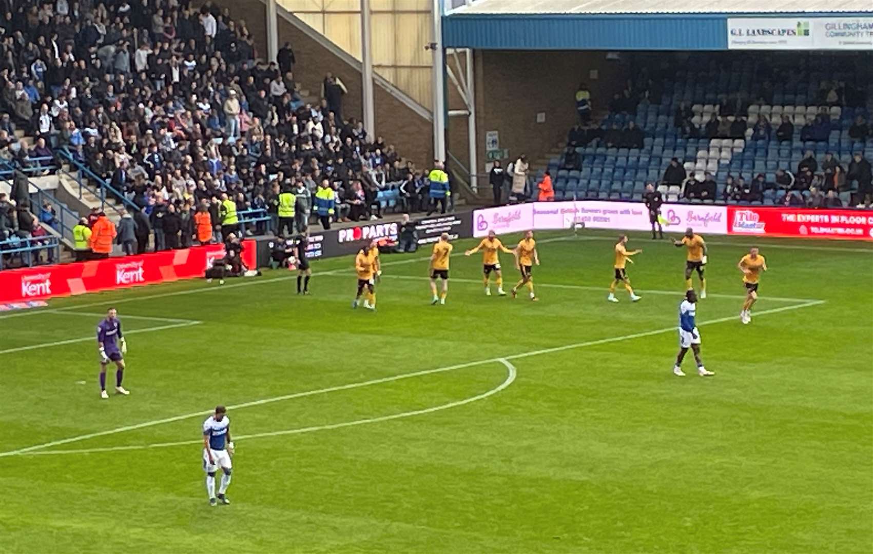 Trouble at Priestfield afer Omar Bogle scored his first penalty for Newport