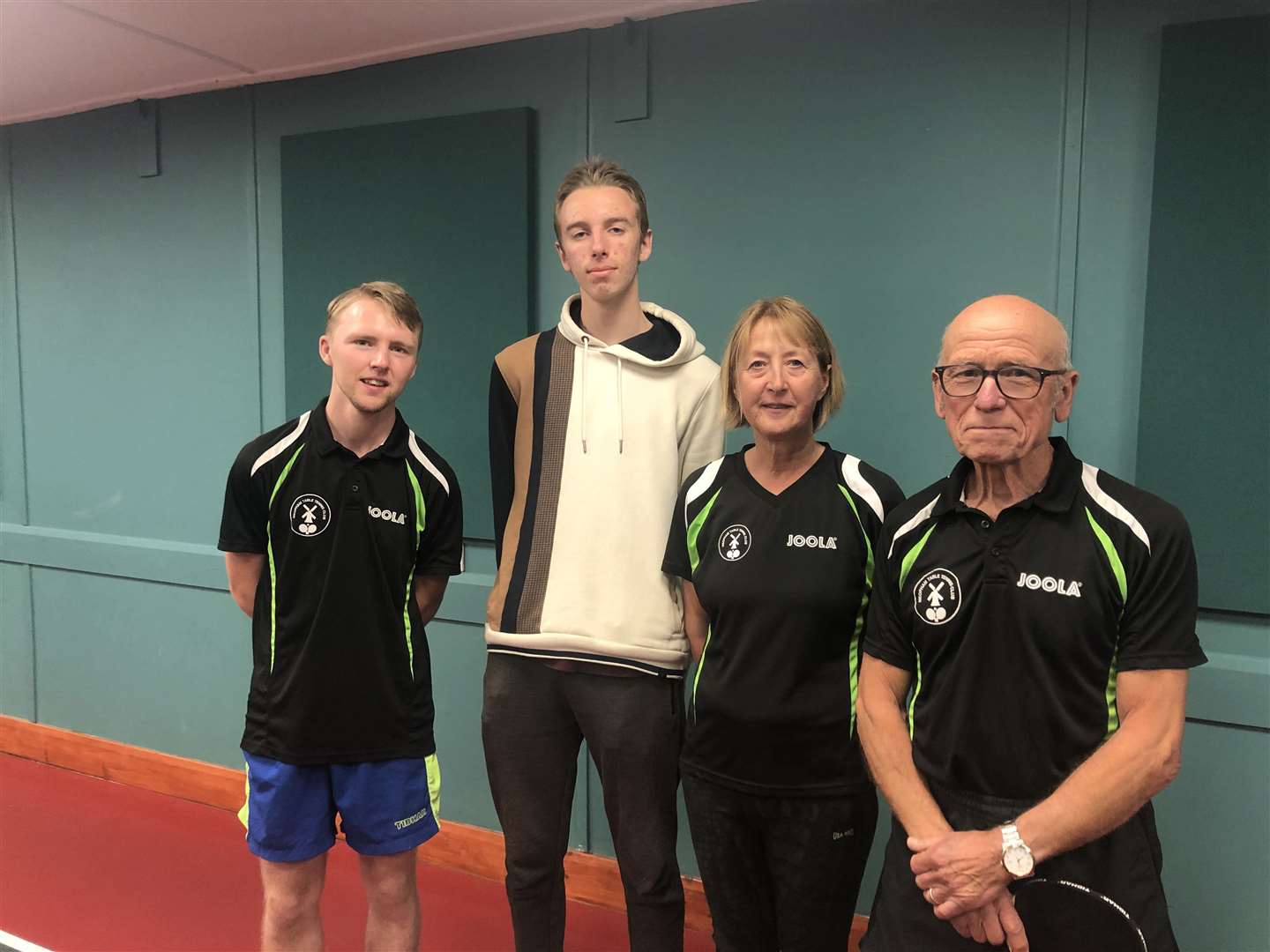 From left: Coaches Harry Cousins, Alexander Richards, Lynne Tovey and Maurice Butler