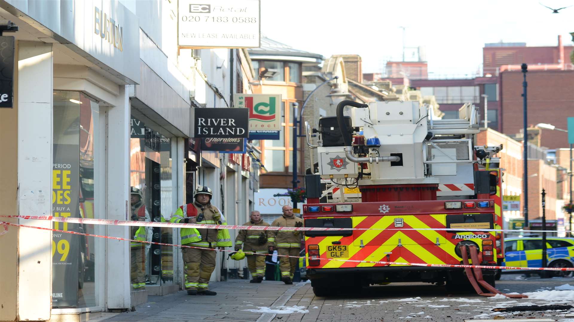 The fire ripped through The Works bookshop and adjoining properties. Picture: Gary Browne
