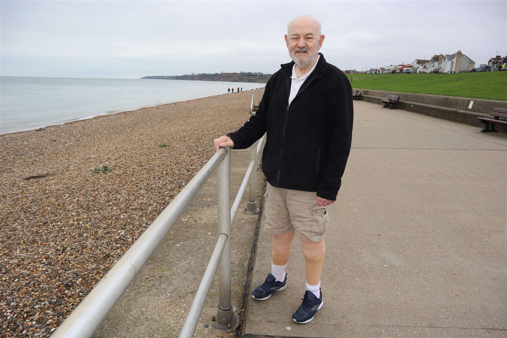 Sheppey actor Phil Goldacre on the beach near his home at Minster