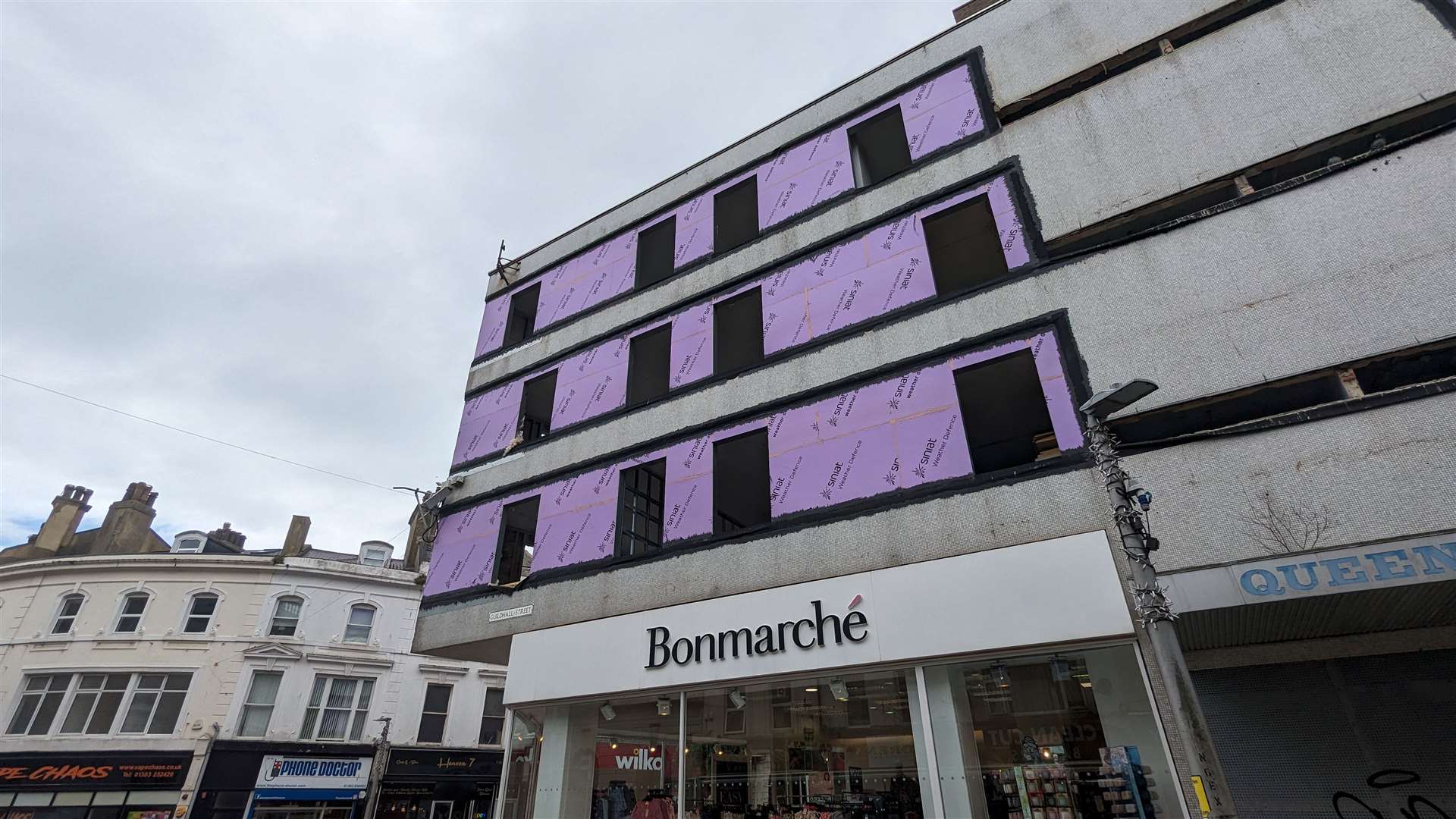 The former office block sits above the Bonmarché store