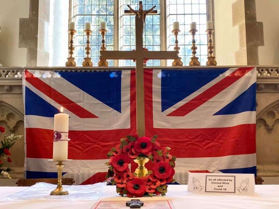 Specially decorated church at Borden near Sittingbourne from Remembrance Sunday