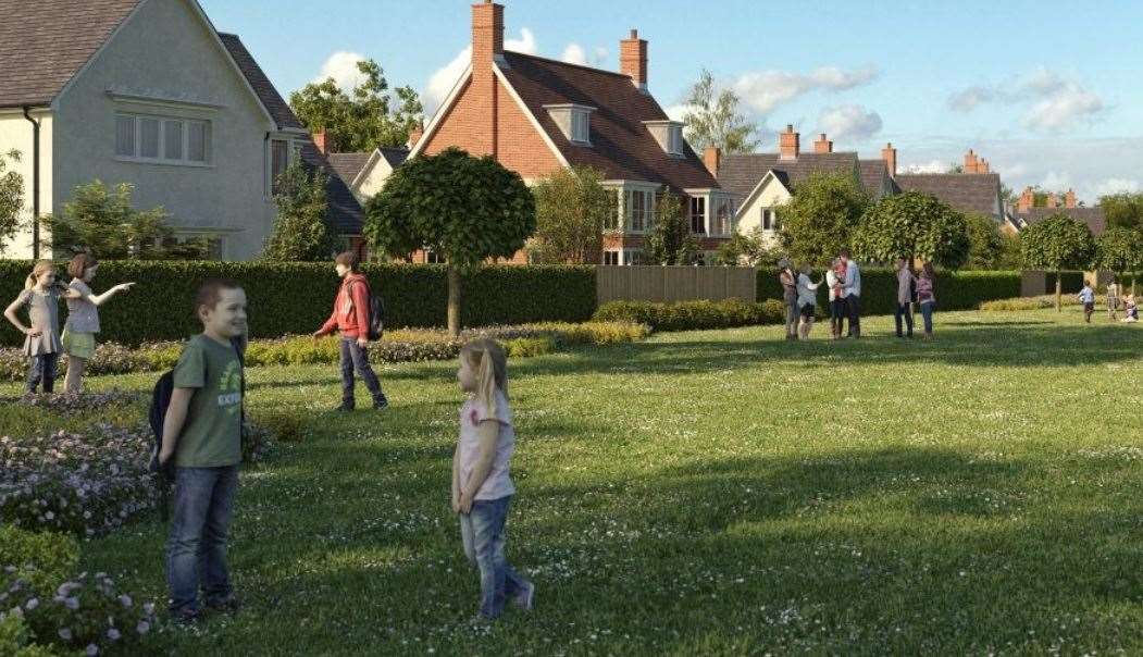 An Artist’s impression of what Highsted Park garden village could look like in Sittingbourne