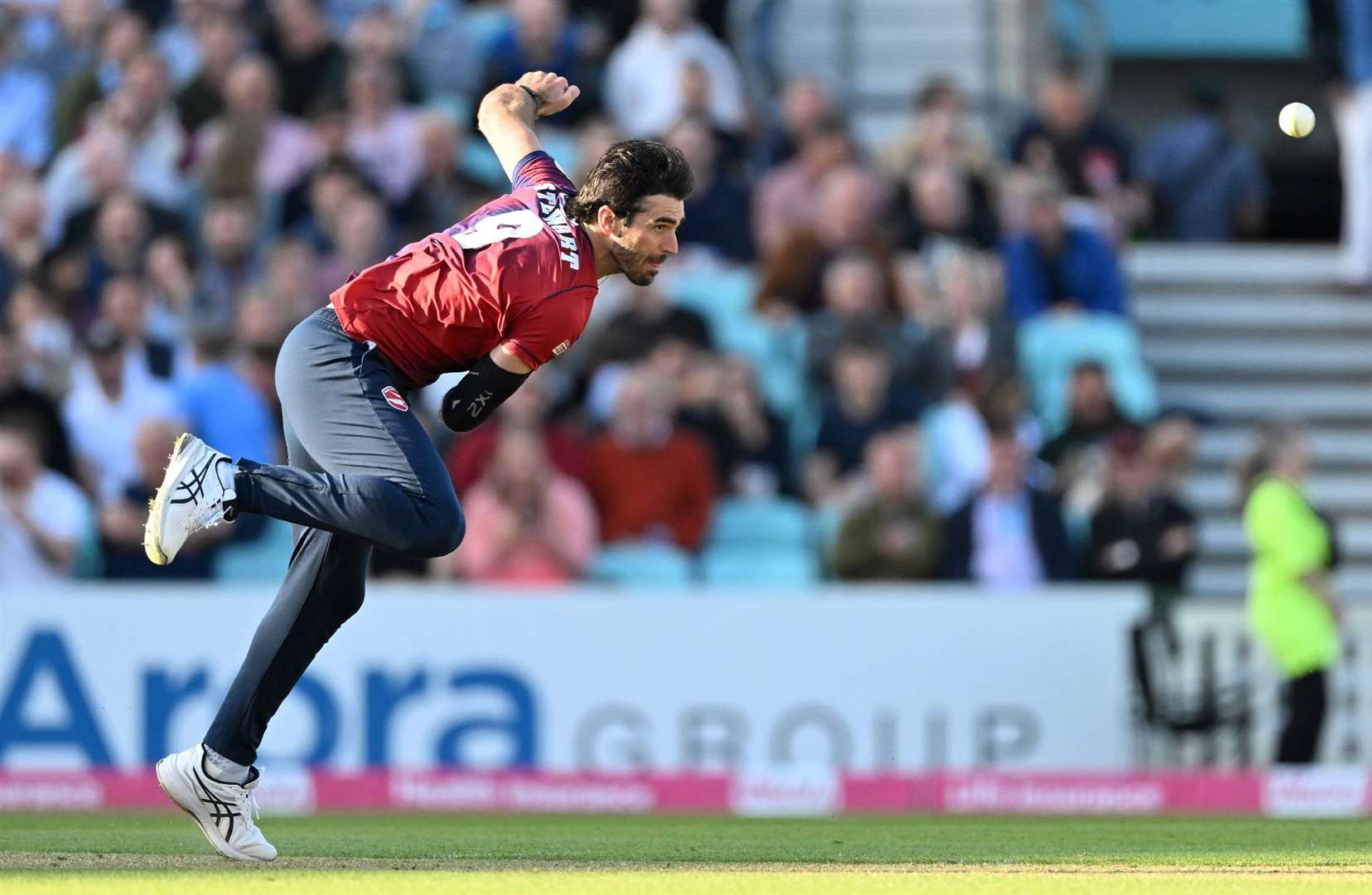 Grant Stewart – finished with 2-32 in Kent Spitfires’ last-ball home T20 loss to Surrey. Picture: Keith Gillard