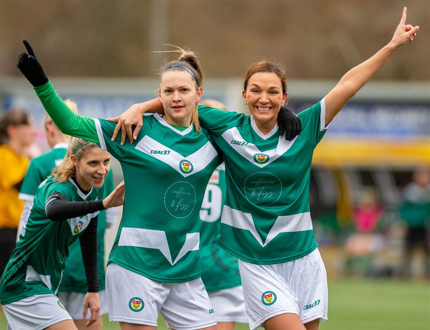Ashford United Ladies' Karis Howard and, right, Jade Steadman have had plenty to celebrate this season. Picture: Ian Scammell