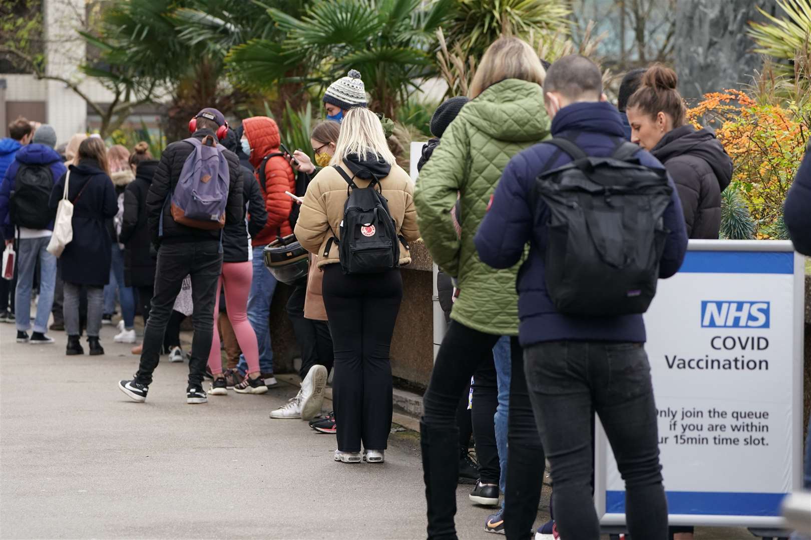 Queues outside vaccination centres on Monday (Kirsty O’Connor/PA)