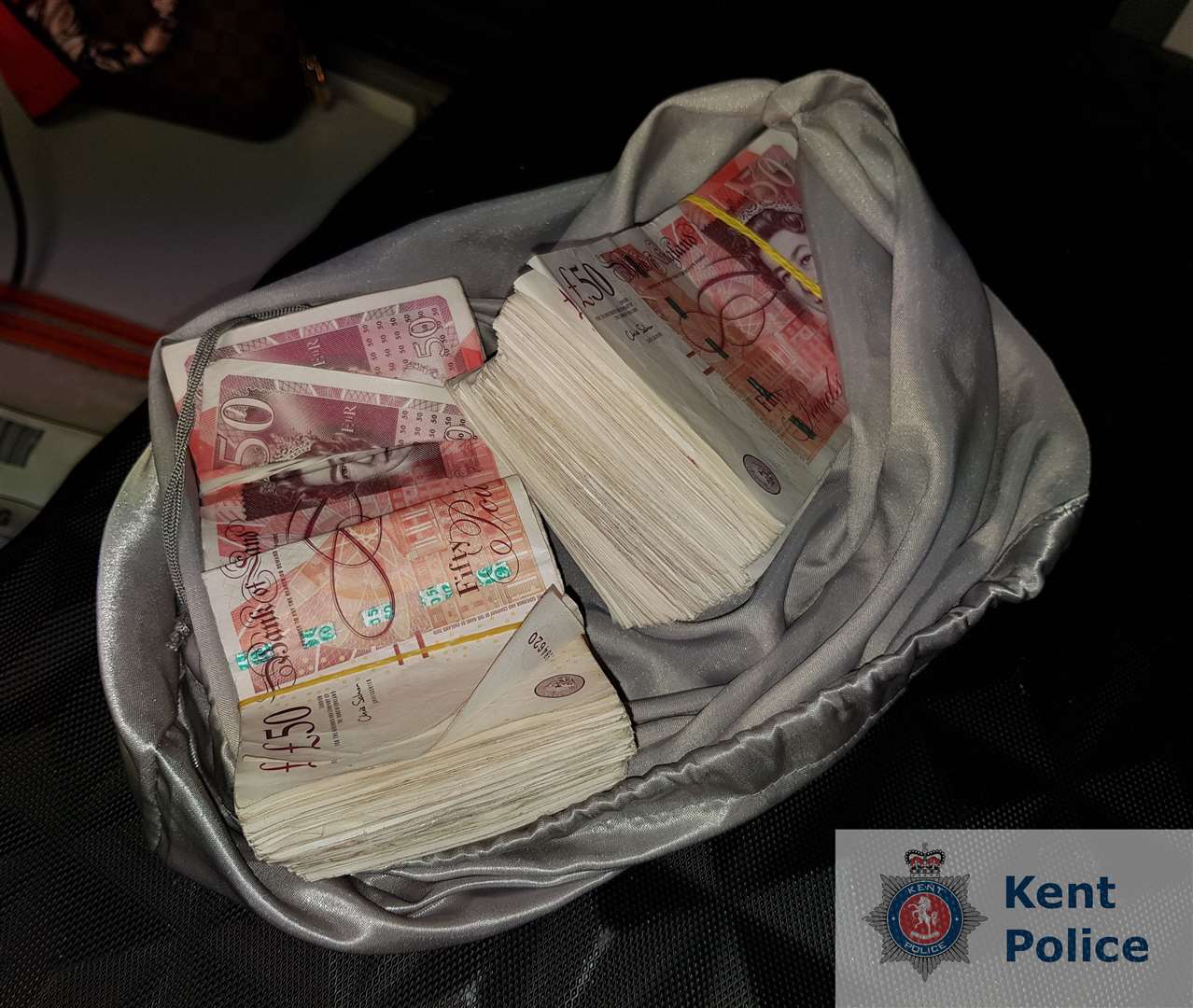 Some of the cash that was recovered from the engine block. Photo: Kent Police