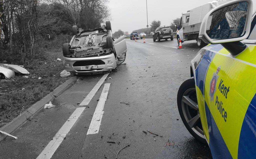 The crash on the A249. Picture: Kent Police