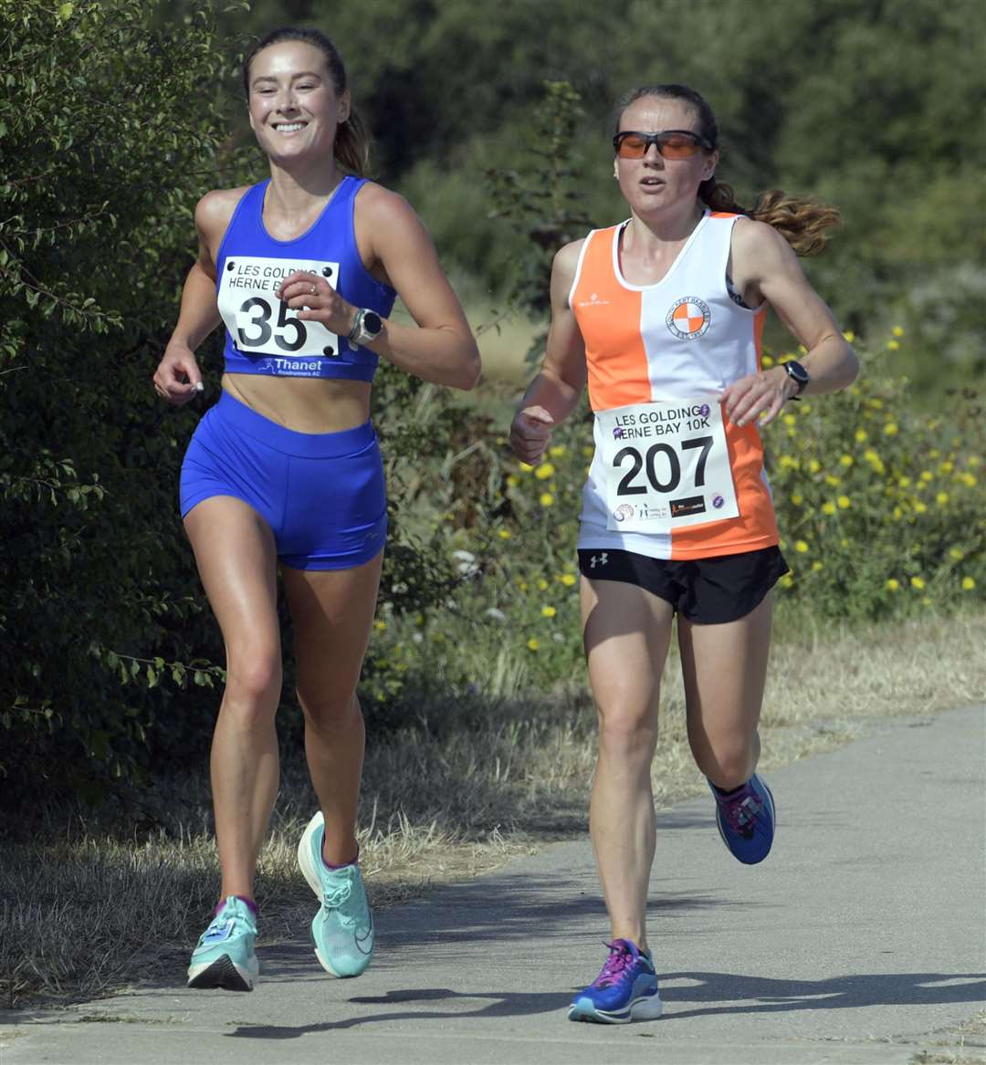 The leading ladies No.35 Abigail Cardwell of Thanet Road Runners, who finished just two seconds behind winner No.207 Amy Seager of South Kent Harriers. Picture: Barry Goodwin (58030738)