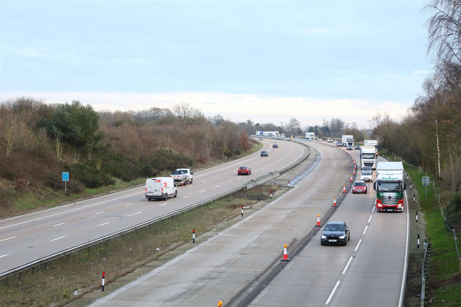 Operation Brock barriers being removed on the M20, near Lenham. Picture: Andy Jones