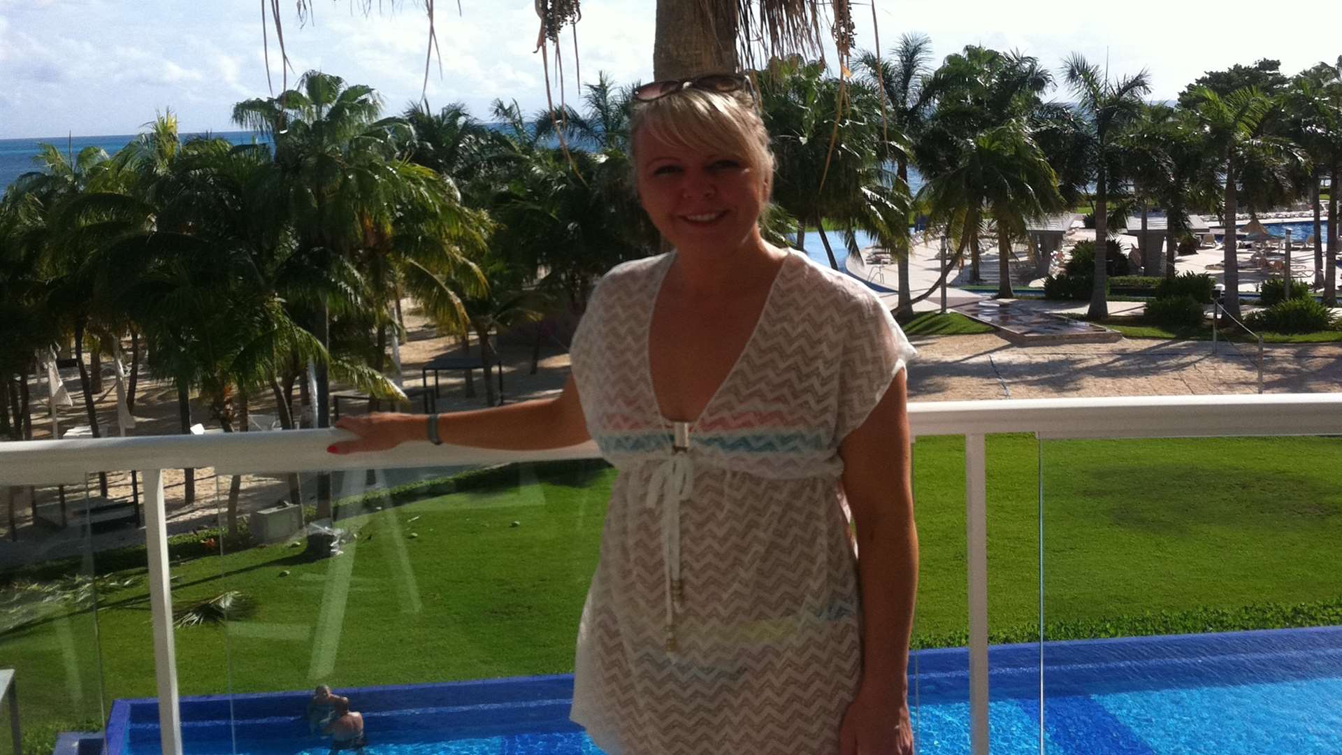 Saleswoman Leeanne Garrett on the first day of her luxury holiday in Mexico