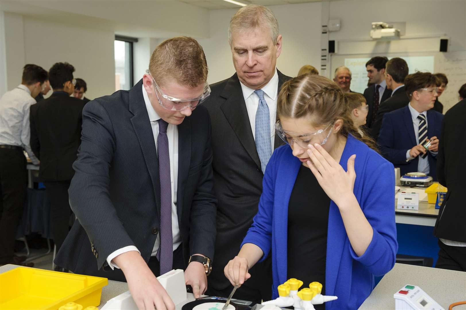 Pupils at the Waterfront UTC, then known as Medway UTC, show the Duke of York their work at its official opening in 2016. Picture: Andy Payton