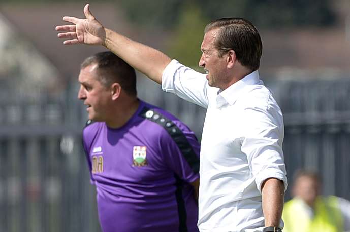 Gillingham manager Justin Edinburgh, above with former Gills boss Martin Allen at Barnet Picture: Barry Goodwin