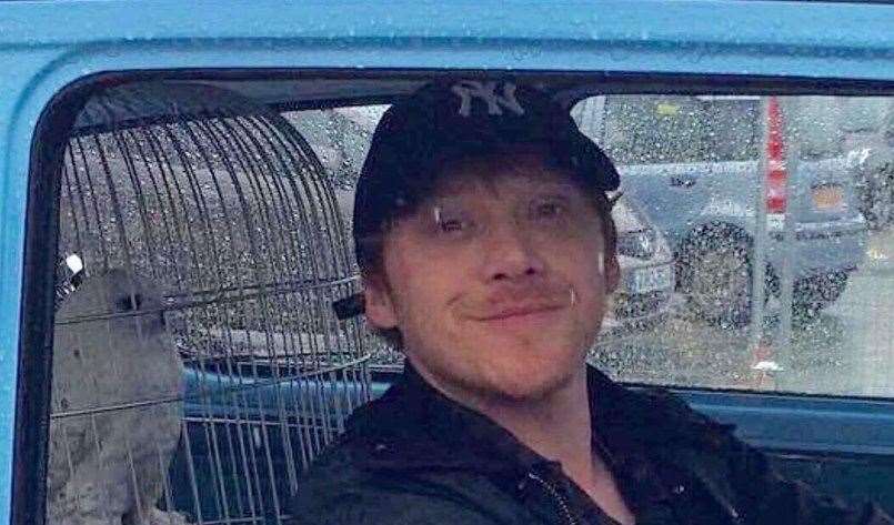 Rupert Grint has tried out the car.The distinct Ford Anglia, now stolen. Facebook picture, permission of Steven Wickenden