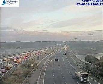 Two lanes of the M2 are shut after a vehicle fire on the Medway Bridge