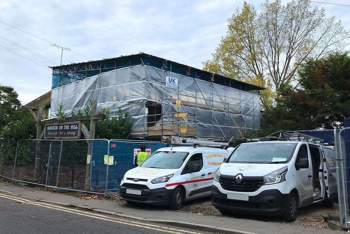 Rebuilding works started at the Hooden on the Hill pub in Silver Hill Road in October 2017. Picture: Hooden on the Hill