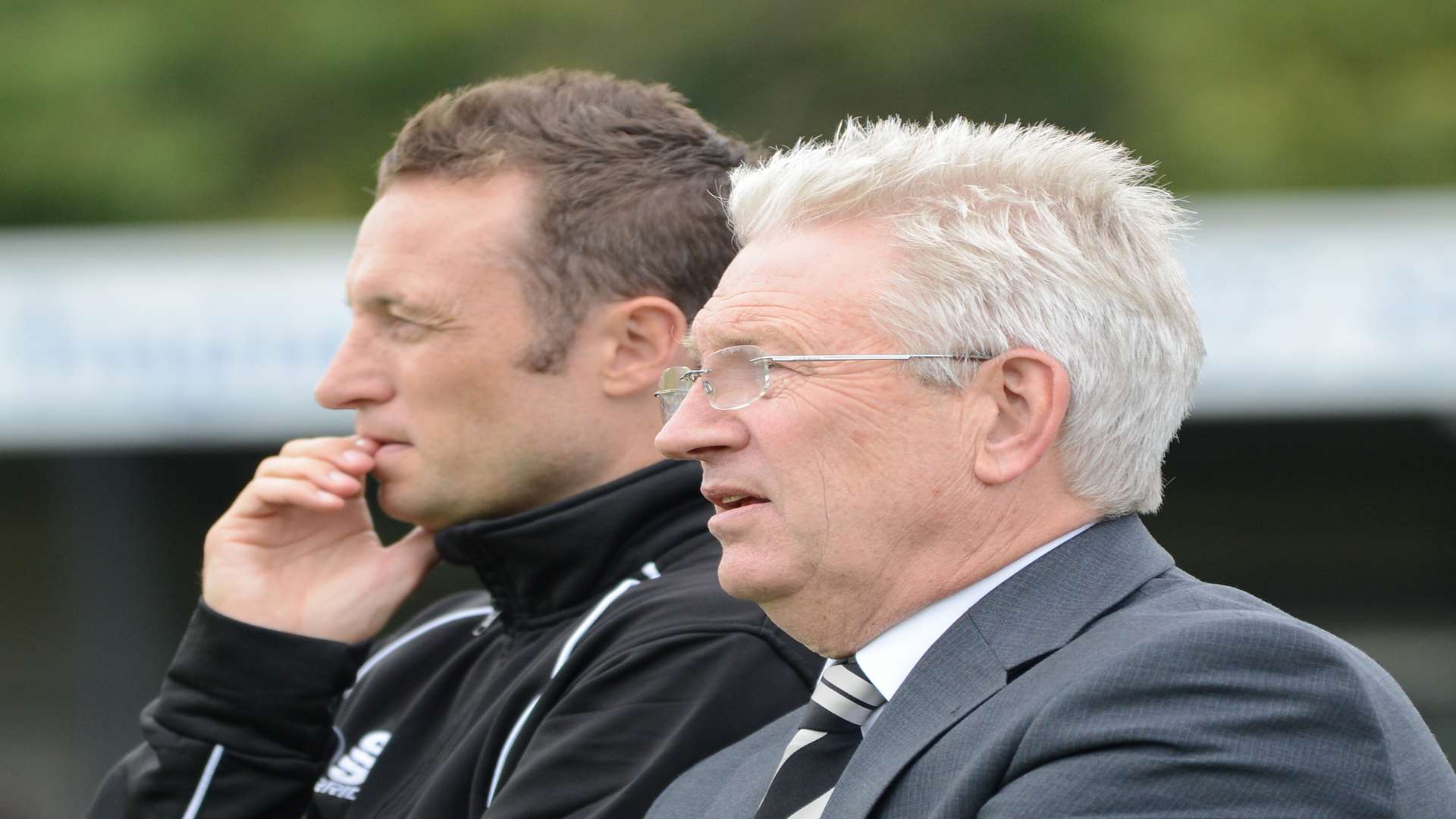 Dover assistant manager Jake Leberl, left, and the boss, Chris Kinnear