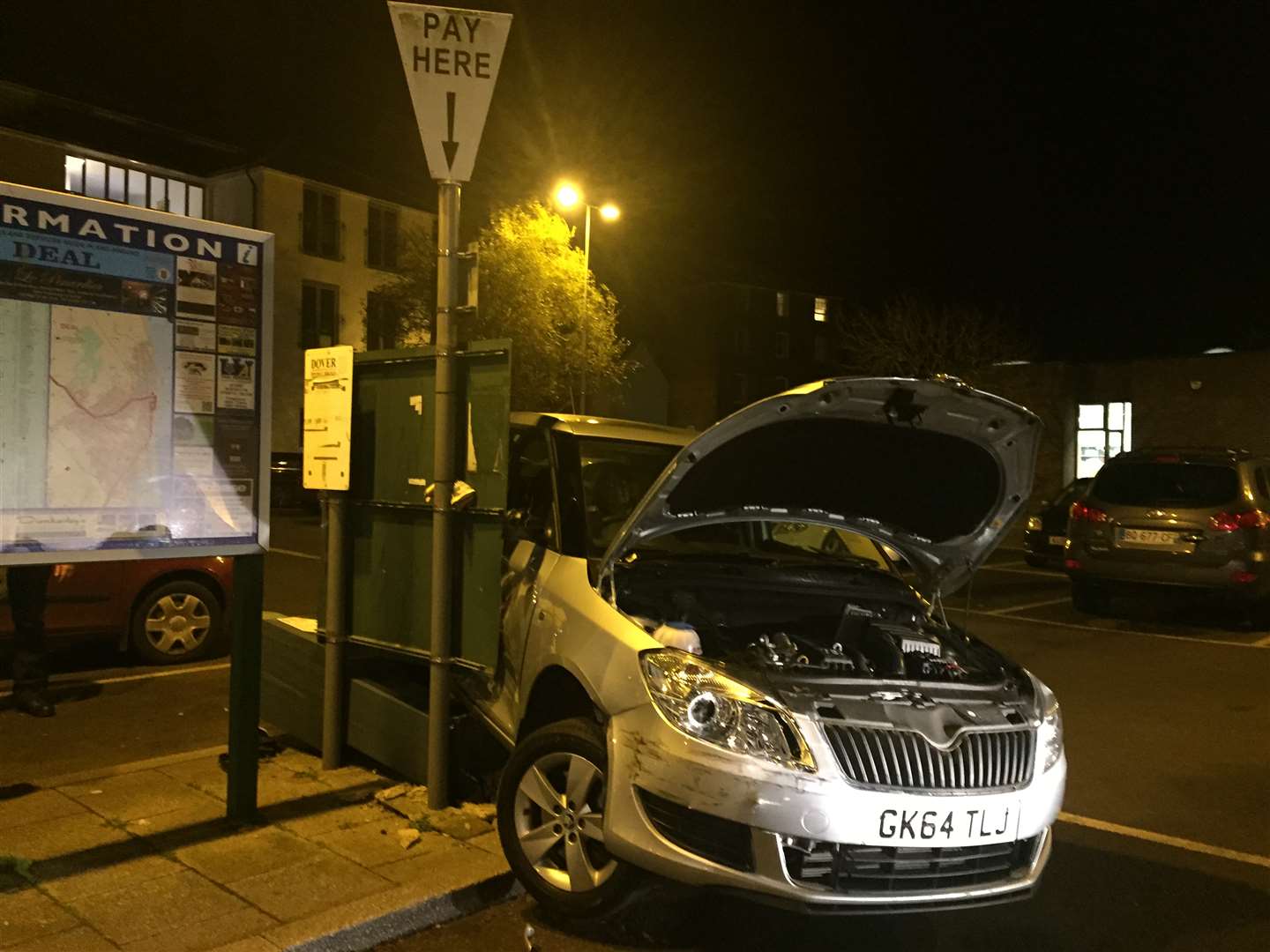 Car crashes into ticket machine at Deal Library car park